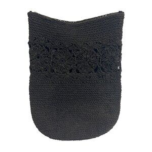 Kathie Lee Collection Black Macrame Crossbody Purse Zipper Closure Boho